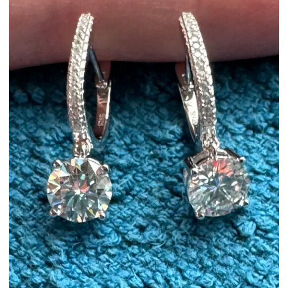 Cate&Chloe McKenzie 18k White Gold PLD Drop Dangle Earrings W Swarovski Crystals - Picture 5 of 6